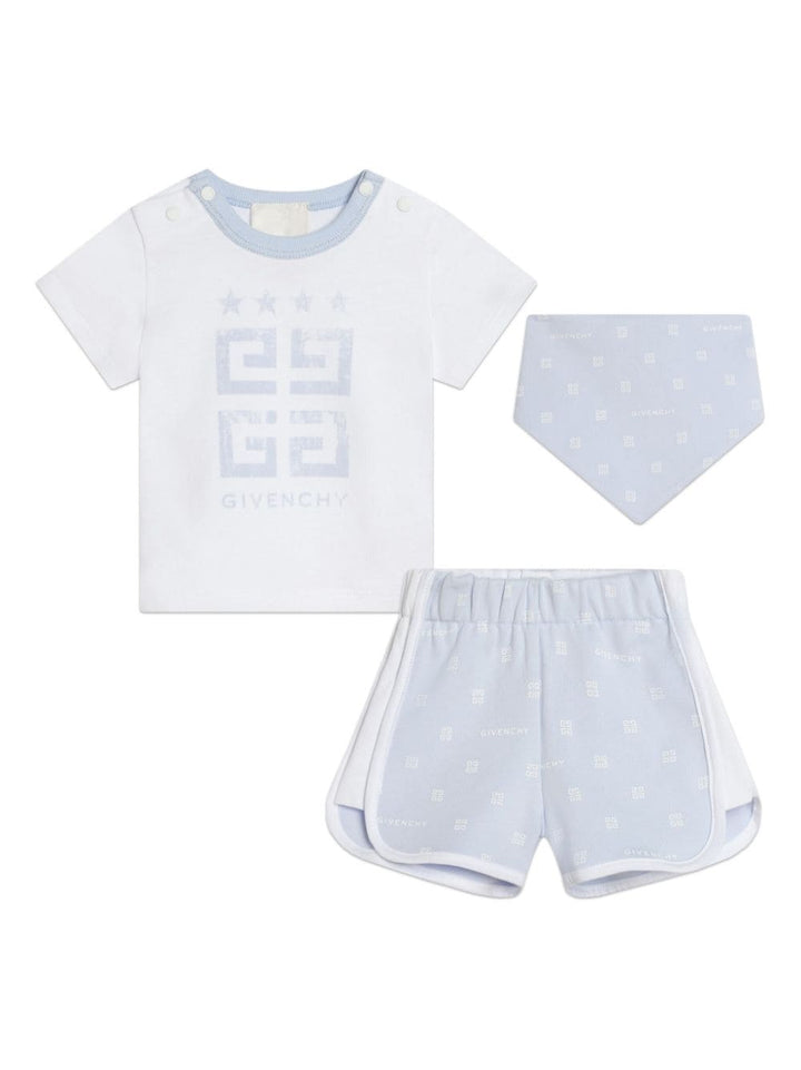 Completo sportivo bianco e azzurro per neonato