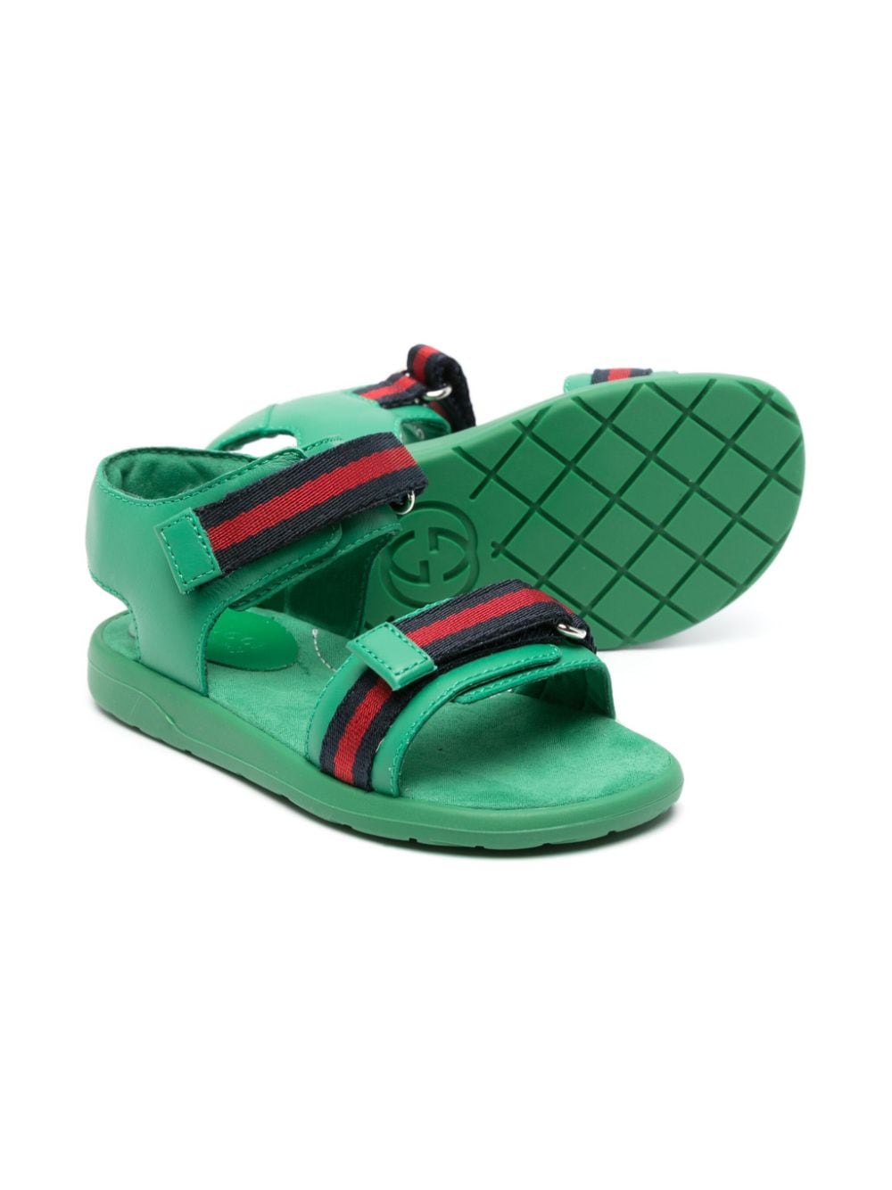 Green sandals for girls with logo
