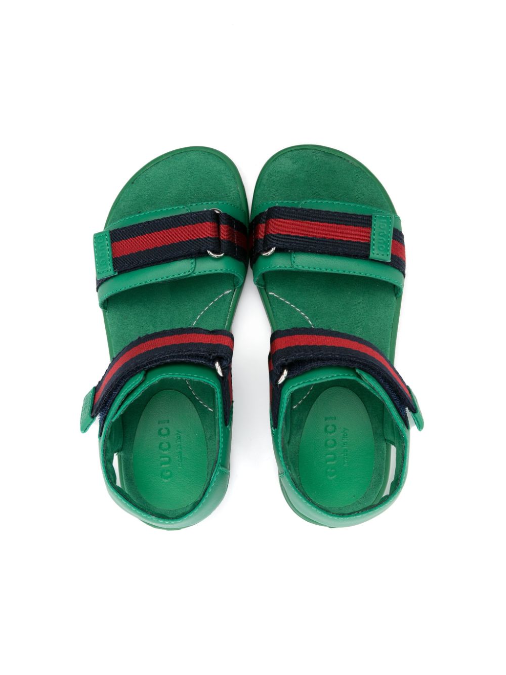 Green leather sandals for girls