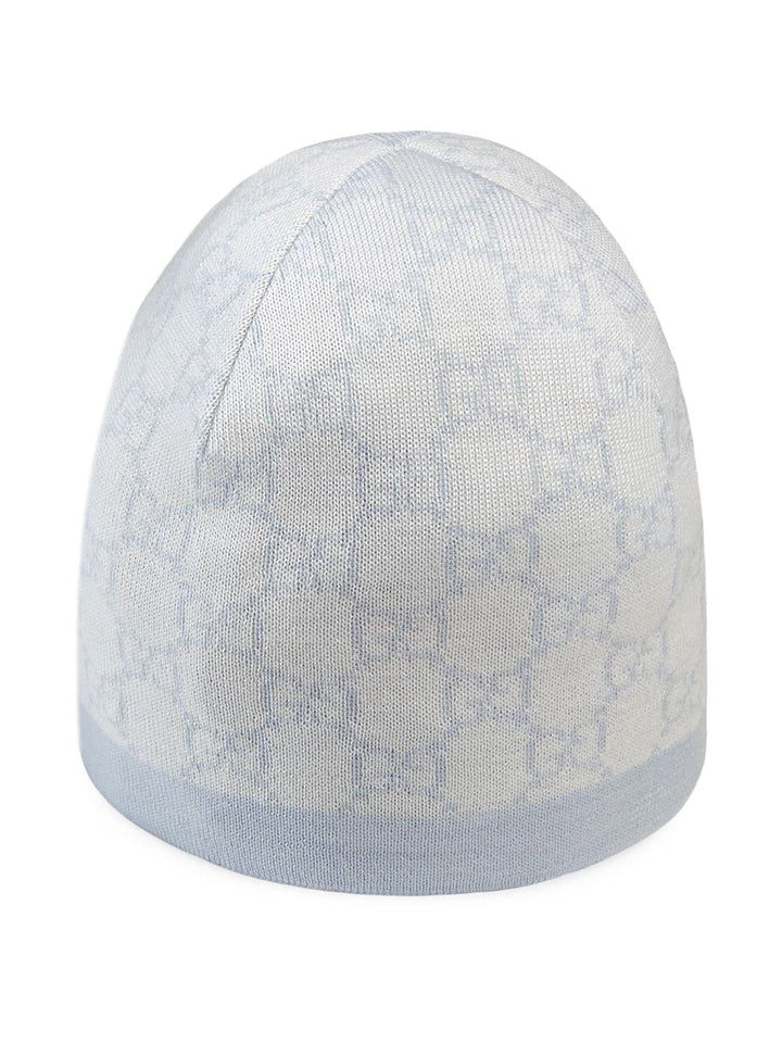 Ivory and light blue hat for newborns