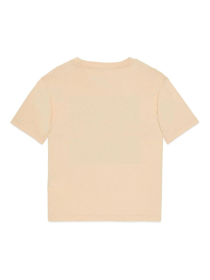 T-shirt beige per bambini con logo