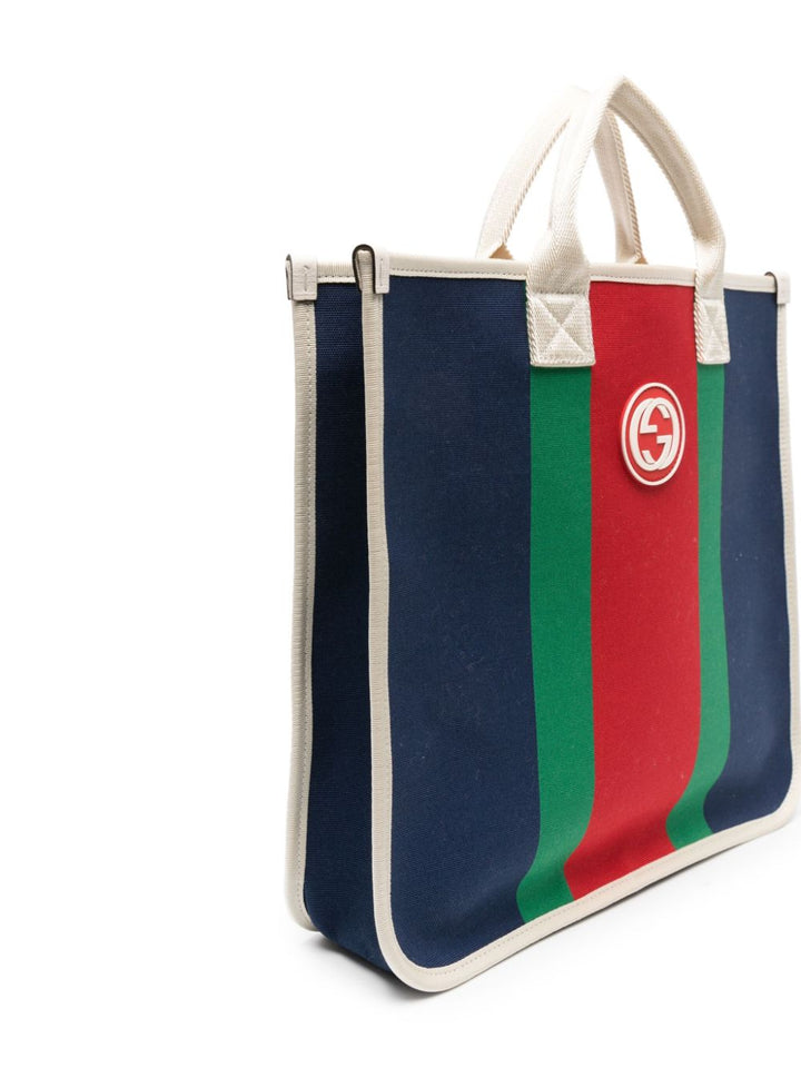Blue, red and green bag for girls with logo