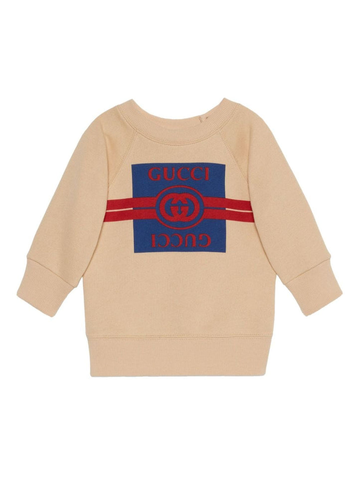Beige baby sweatshirt with logo