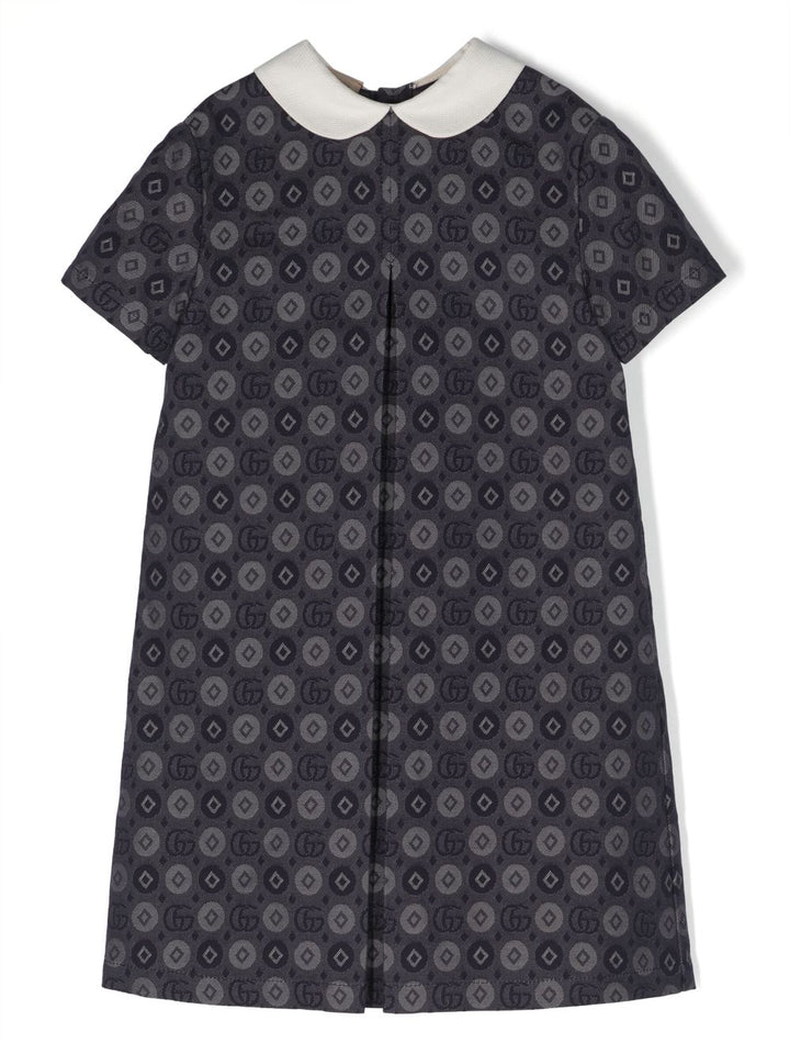Gray dress for girls with all-over logo