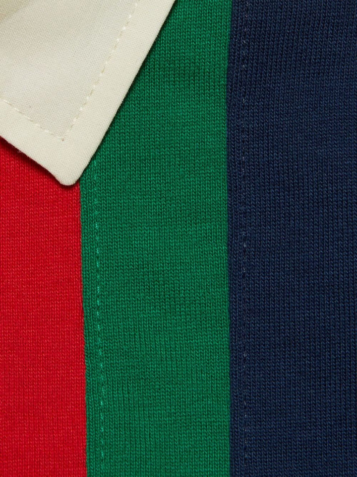 Blue, green and red polo shirt for newborns with logo
