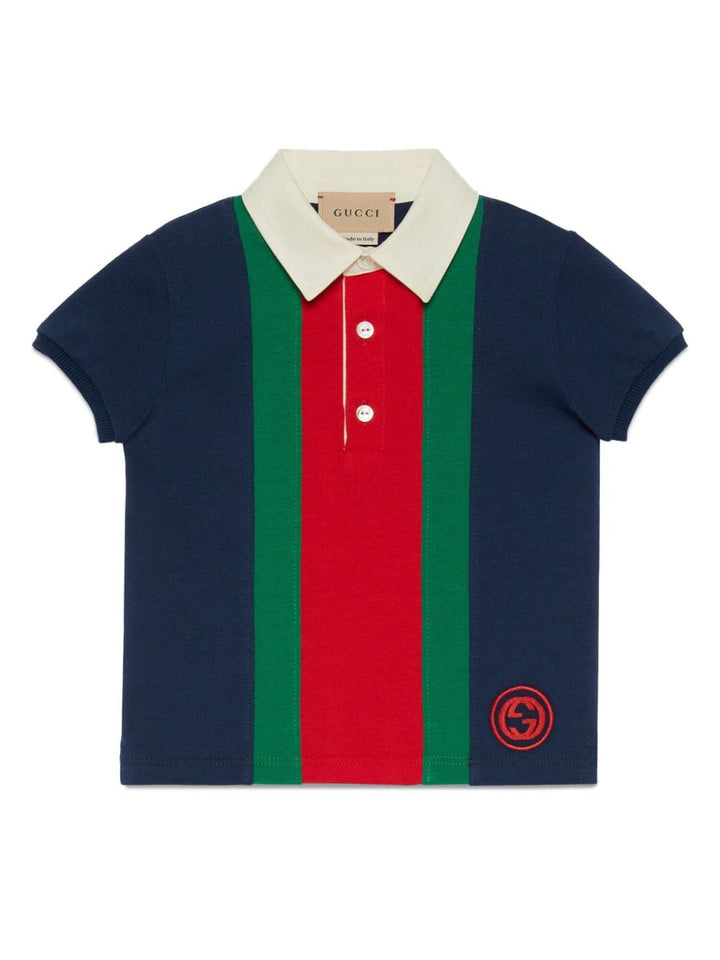 Polo blu, verde e rossa per neonato con logo