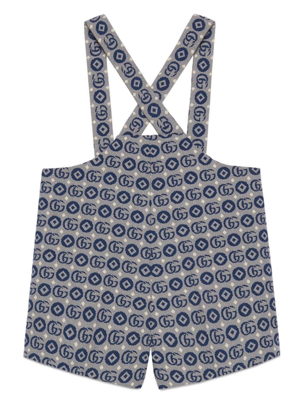 Blue dungarees for baby girls with logo