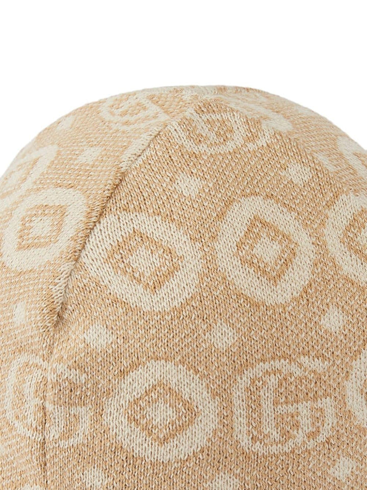 Beige hat for baby girls with logo