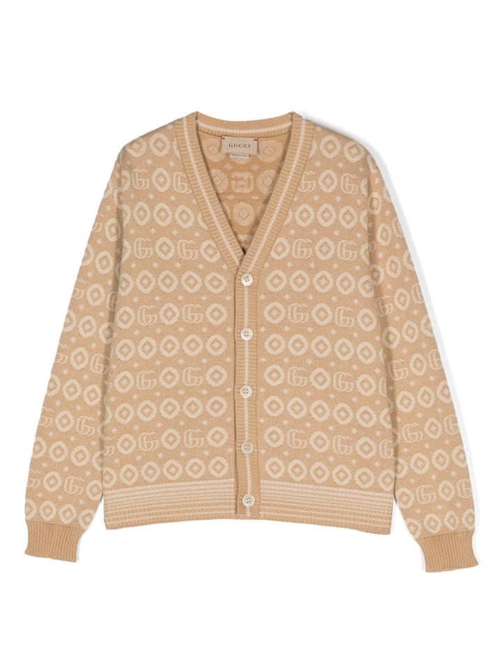 Beige cardigan for girls with logo
