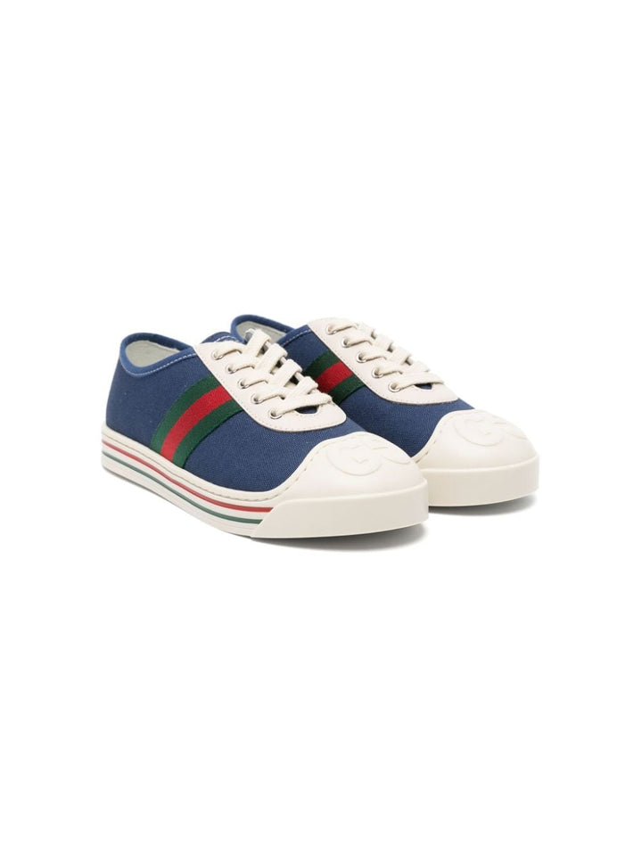 Navy blue sneakers for children with logo