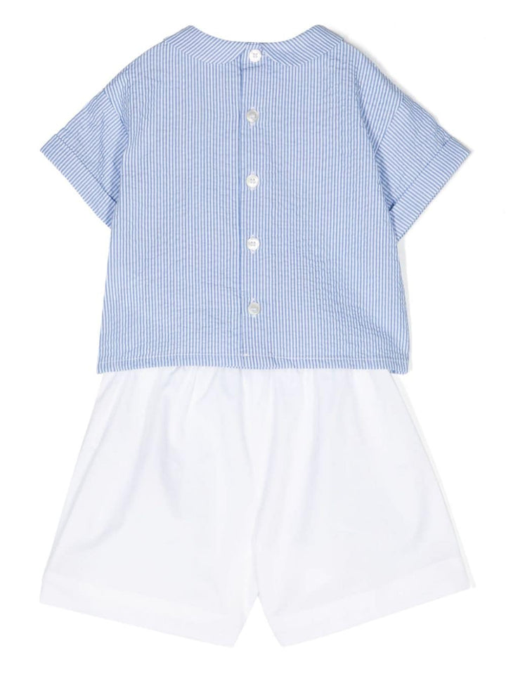 Completo azzurro e bianco per neonata P24DP487C1080 431 Il Gufo 