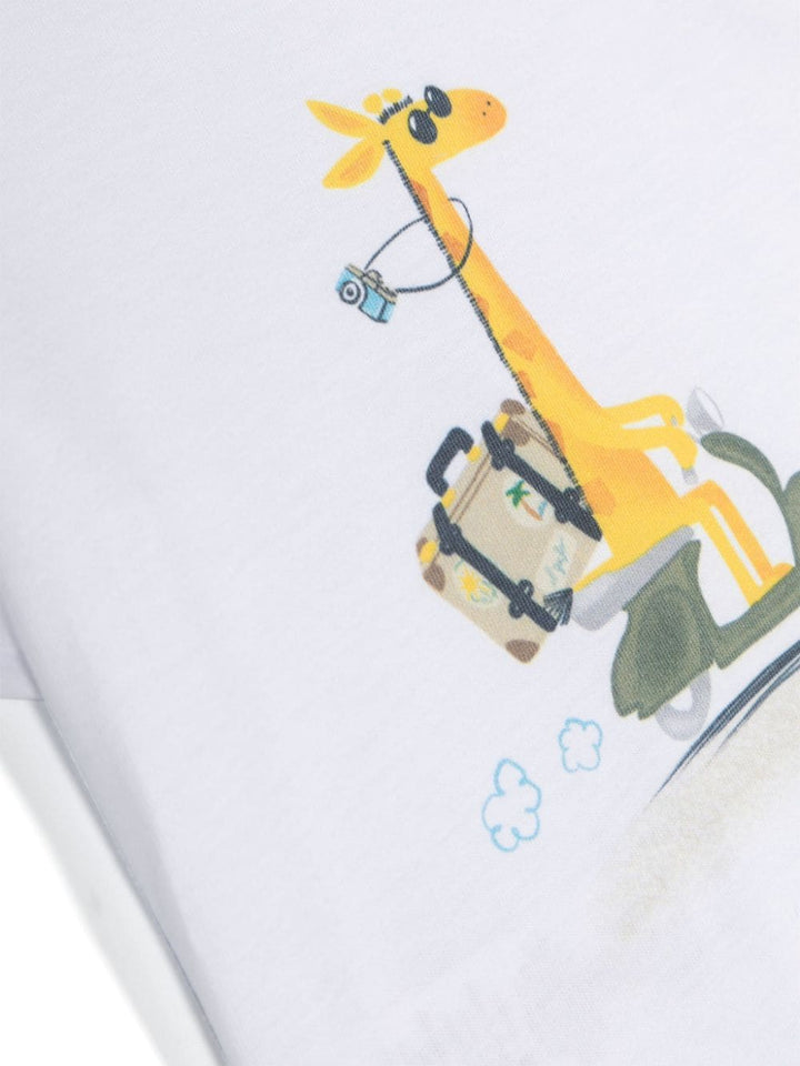 T-shirt bianca per bambino con stampa P24TS446MF001 010 Il Gufo 