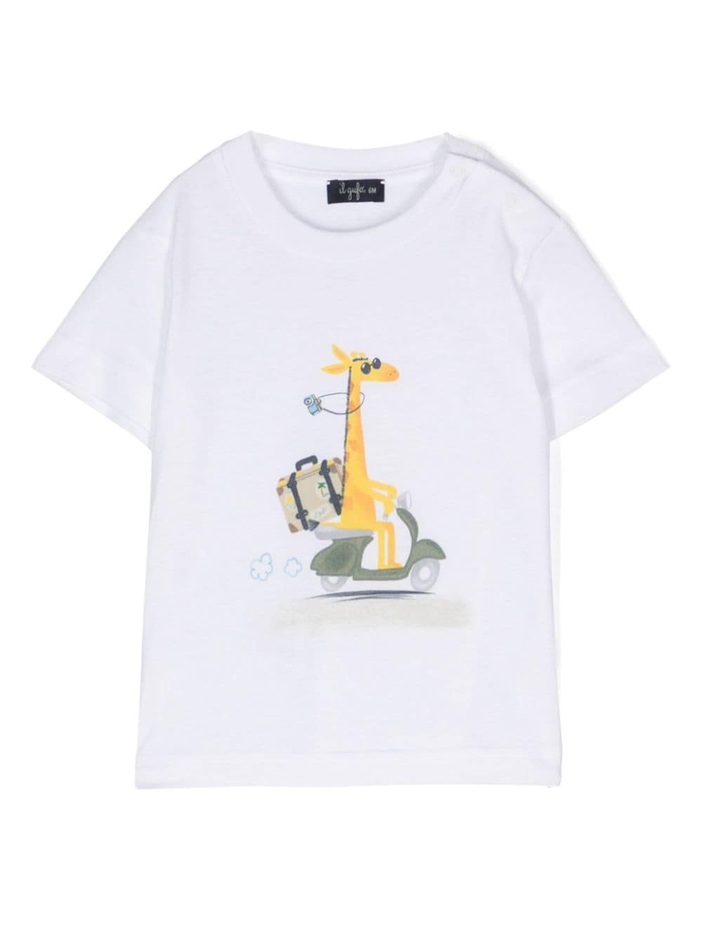 T-shirt bianca per bambino con stampa P24TS446MF001 010 Il Gufo 