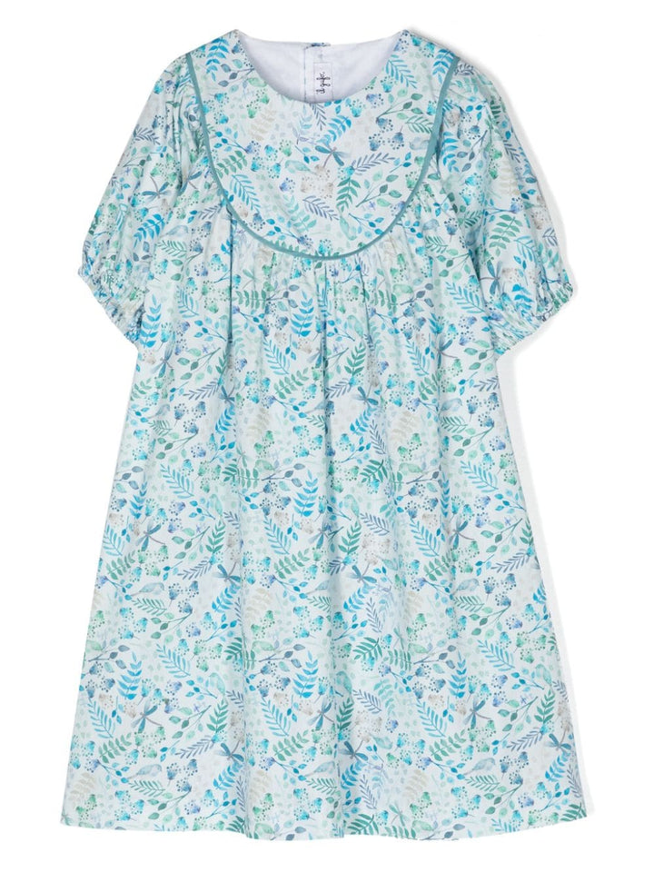 Abito azzurro per bambina con stampa P24VM717C4K20 431 Il Gufo 