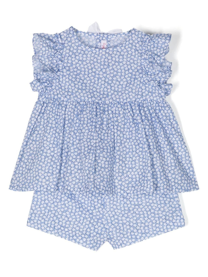 Blue outfit for baby girls with all-over print