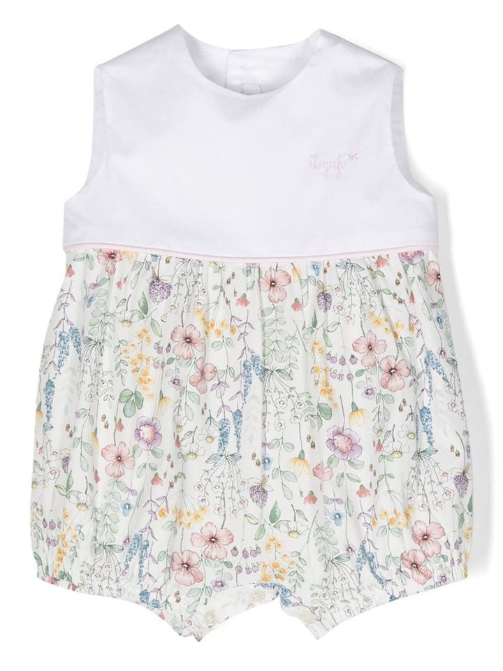 White romper for baby girls with print