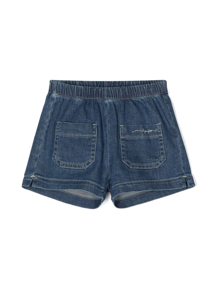 Blue denim Bermuda shorts for baby girls