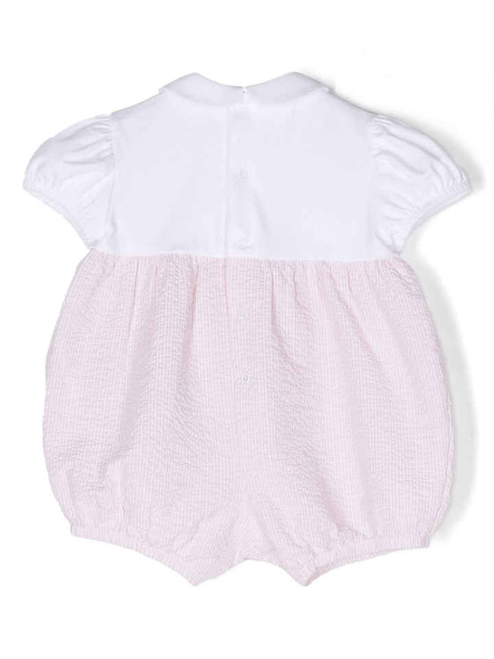 Pagliaccetto bianco e rosa per neonata