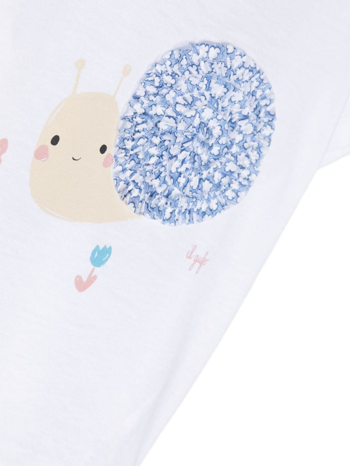 White t-shirt for baby girls with graphic print