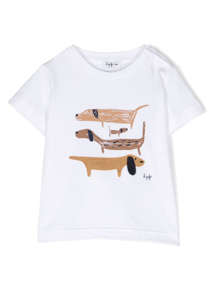 White t-shirt for newborns with print