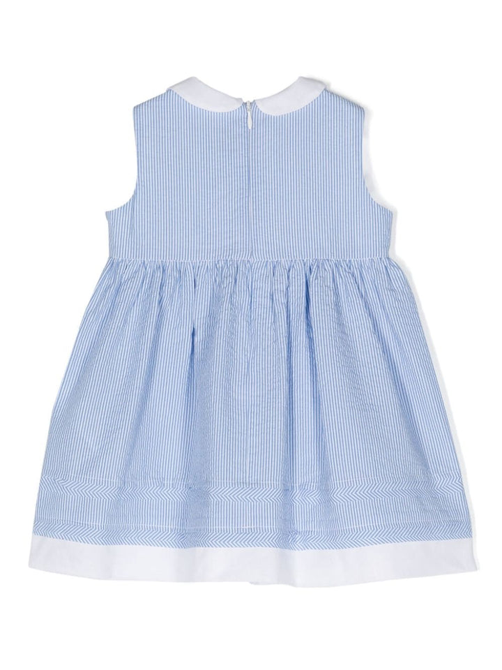 Light blue striped dress for baby girls
