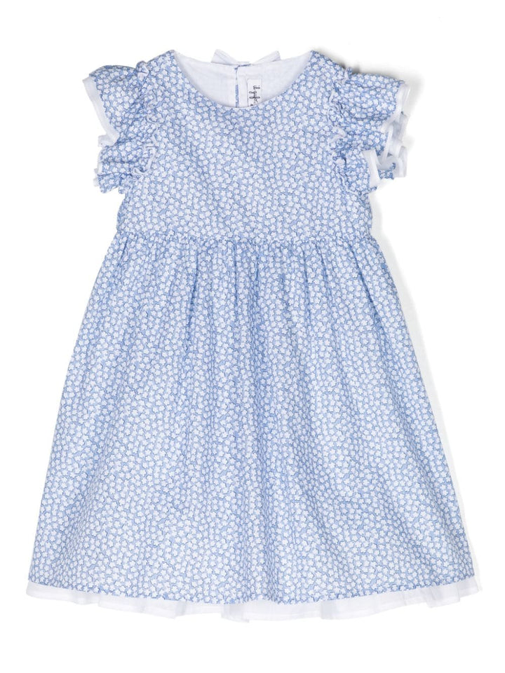 Blue and white dress for girls with print