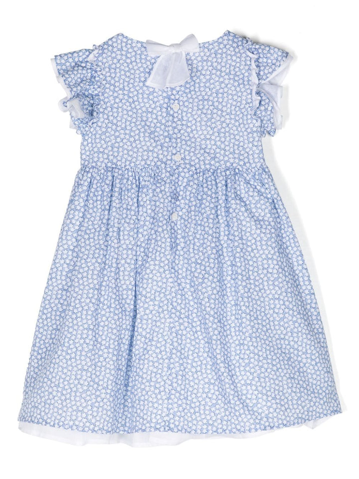 Blue and white dress for girls with print