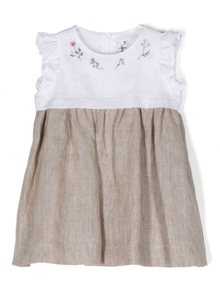 White and beige dress for baby girls