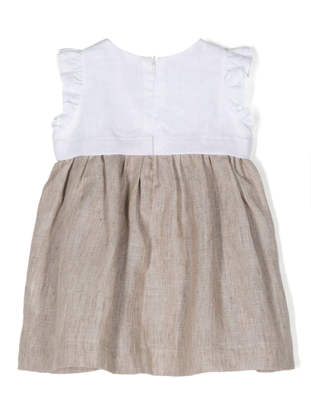 White and beige dress for baby girls