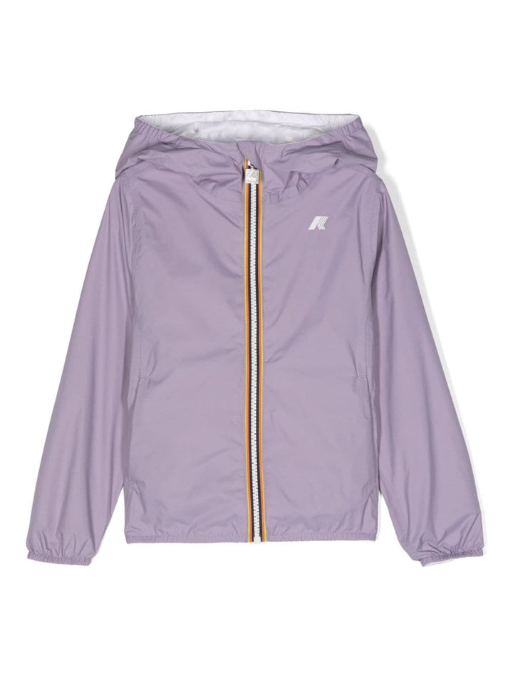 Purple and white jacket for girls with logo