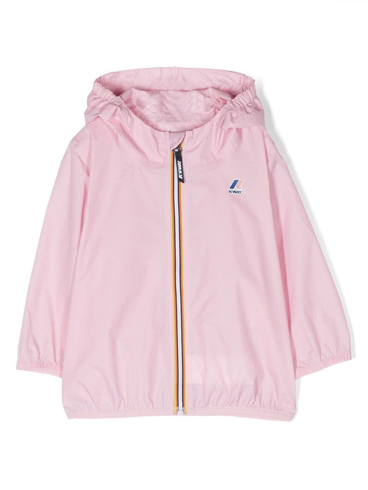 Pink jacket for baby girls with logo