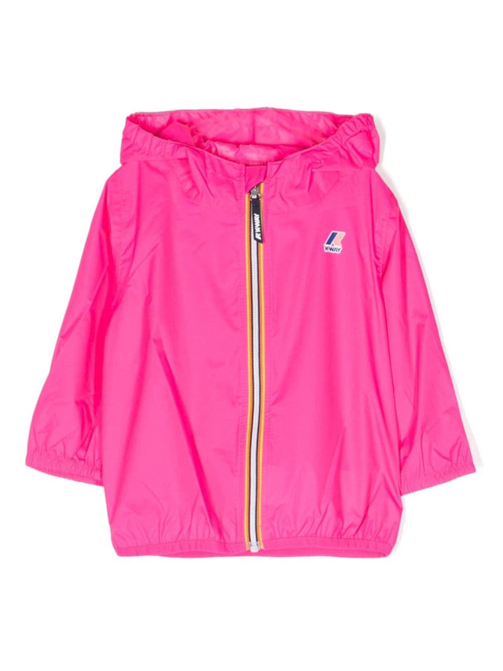 Fuchsia jacket for baby girls with logo
