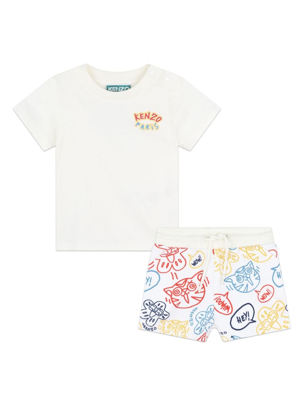 White sports outfit for newborns with print