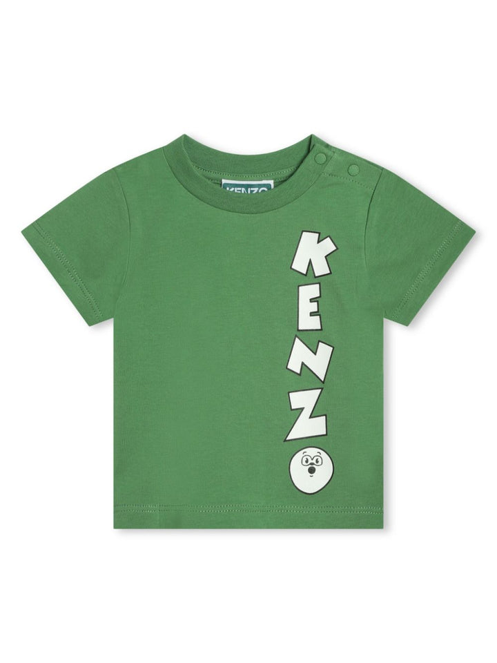 T-shirt verde per neonato con logo