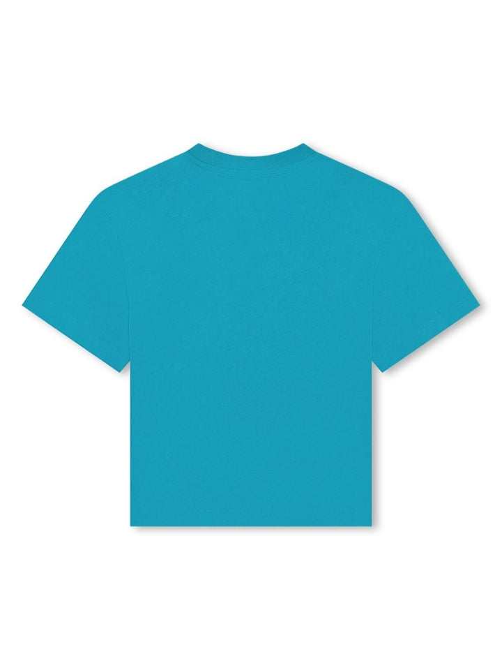 Turquoise t-shirt for boys with logo