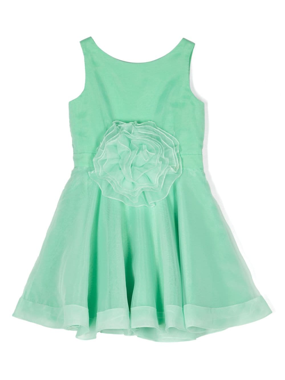 Green dress for little girls with flowers