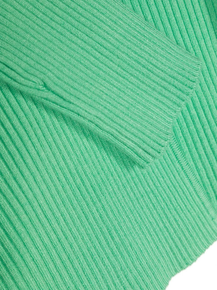 Cardigan verde per bambina con placca logo