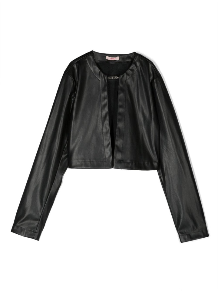 Black faux leather jacket for girls