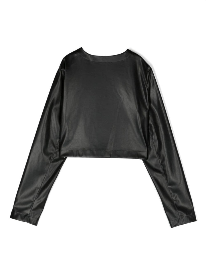 Black faux leather jacket for girls