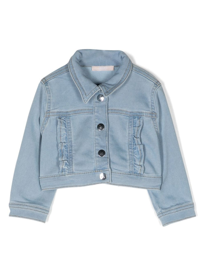 Light blue denim jacket for baby girls