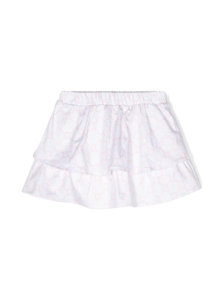 White skirt for baby girls with pink logo