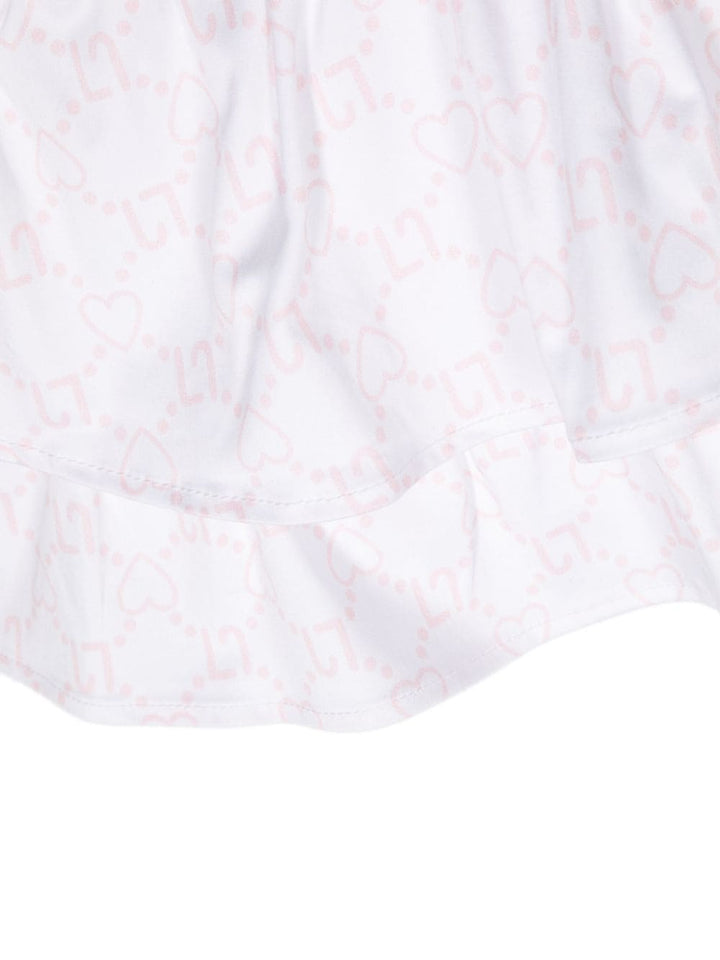 White skirt for baby girls with pink logo