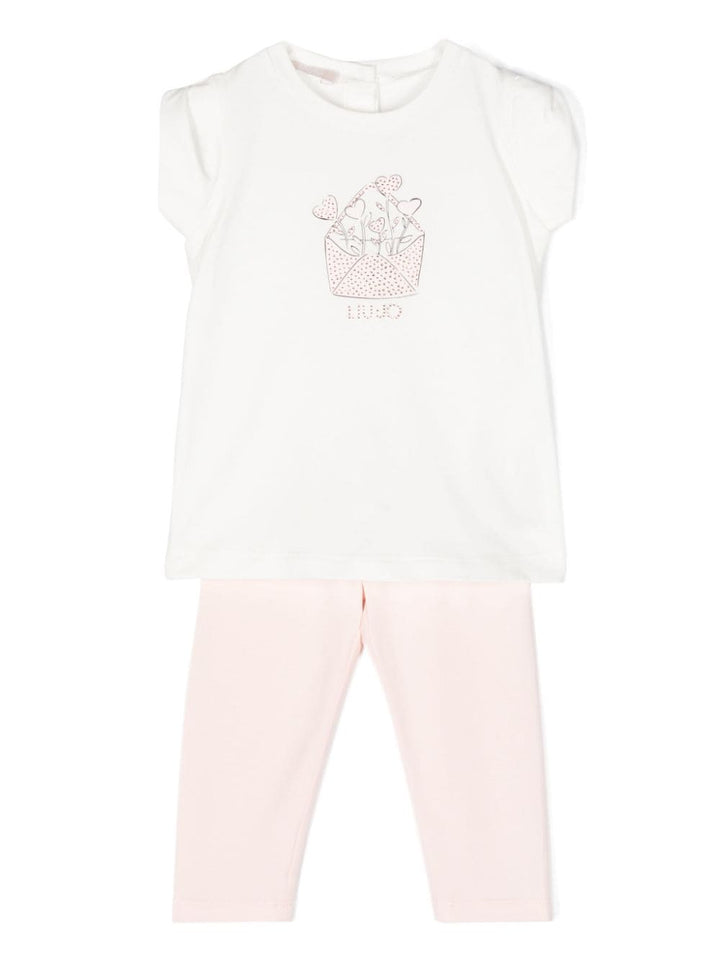 Completo sportivo bianco e rosa per neonata