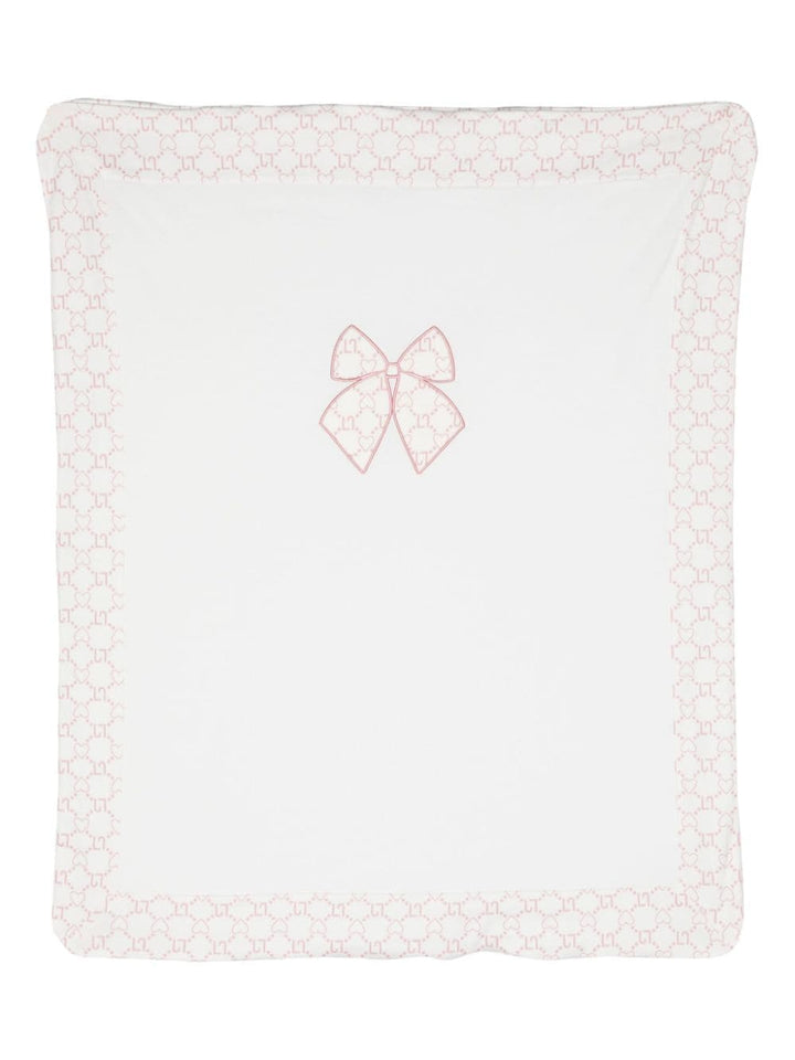 White baby blanket with bow
