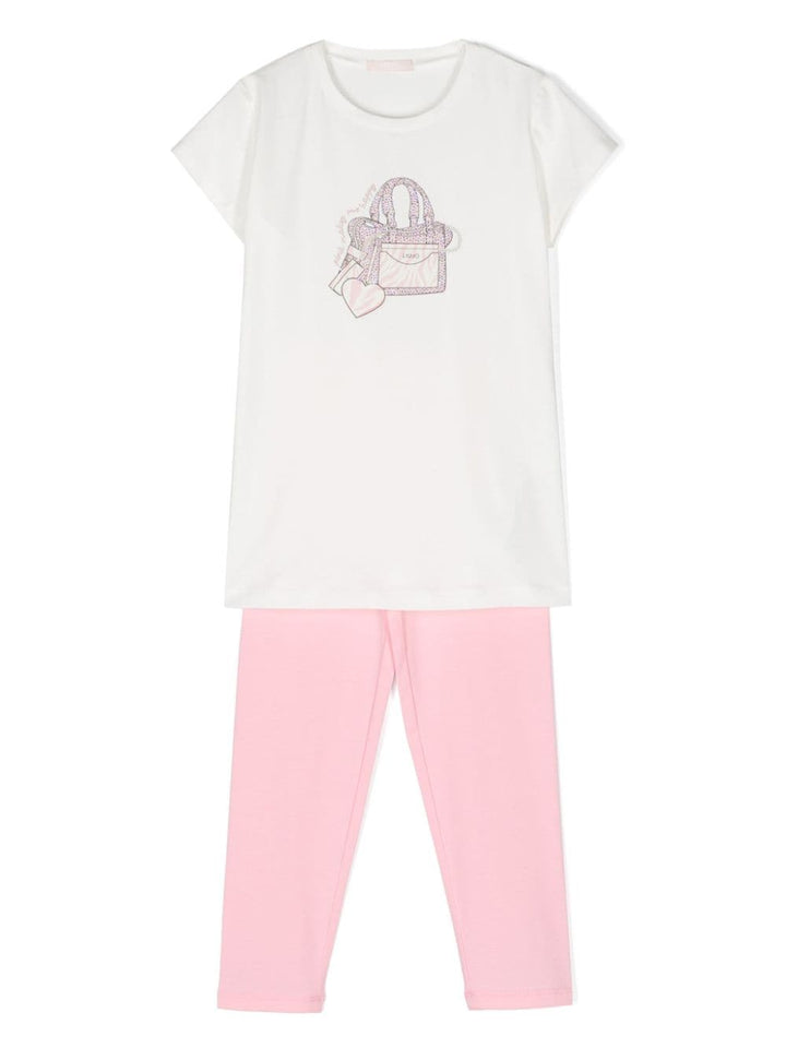 Completo sportivo bianco e rosa per bambina