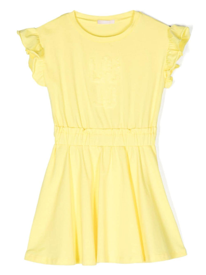 Yellow dress for girls with logo