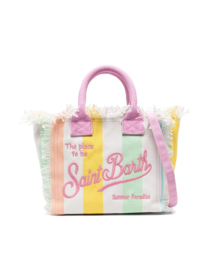 Multicolored beach bag for girls with logo