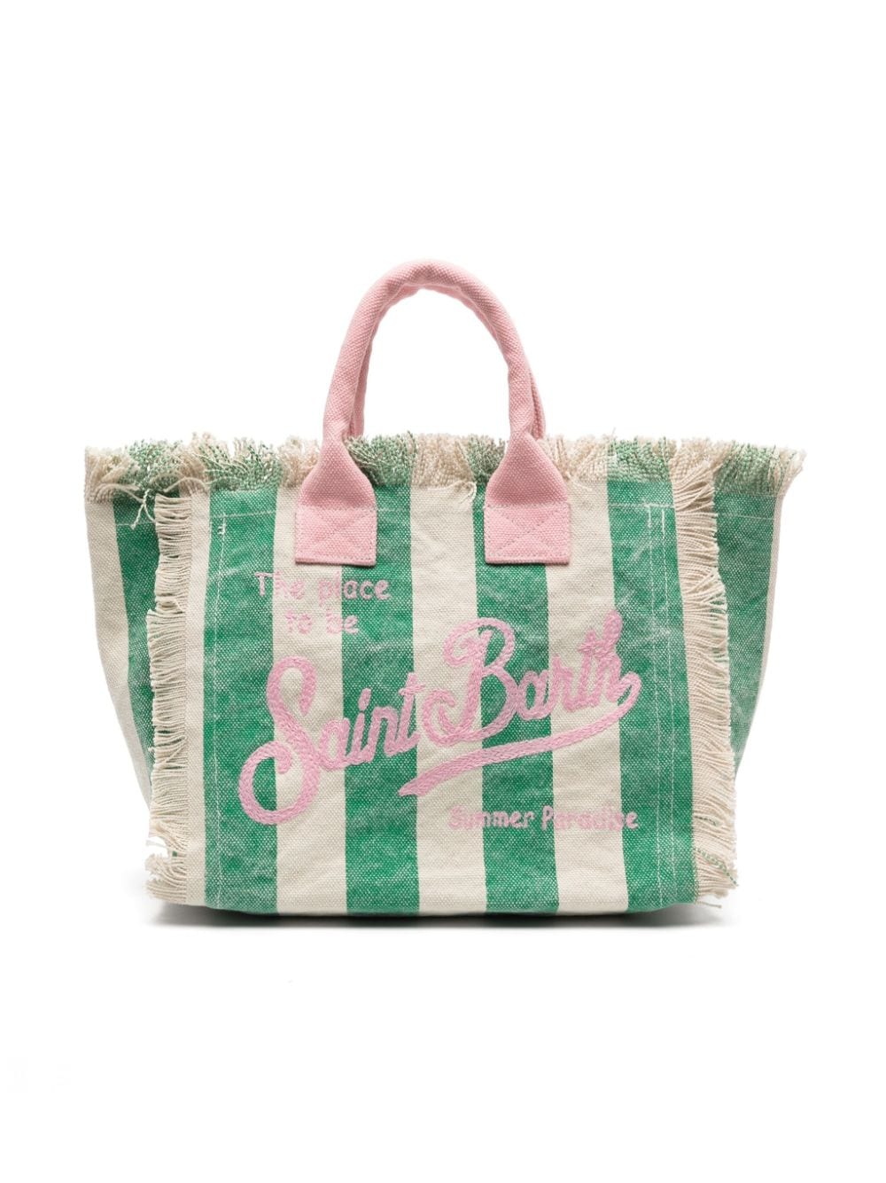 White and green beach bag for girls with logo