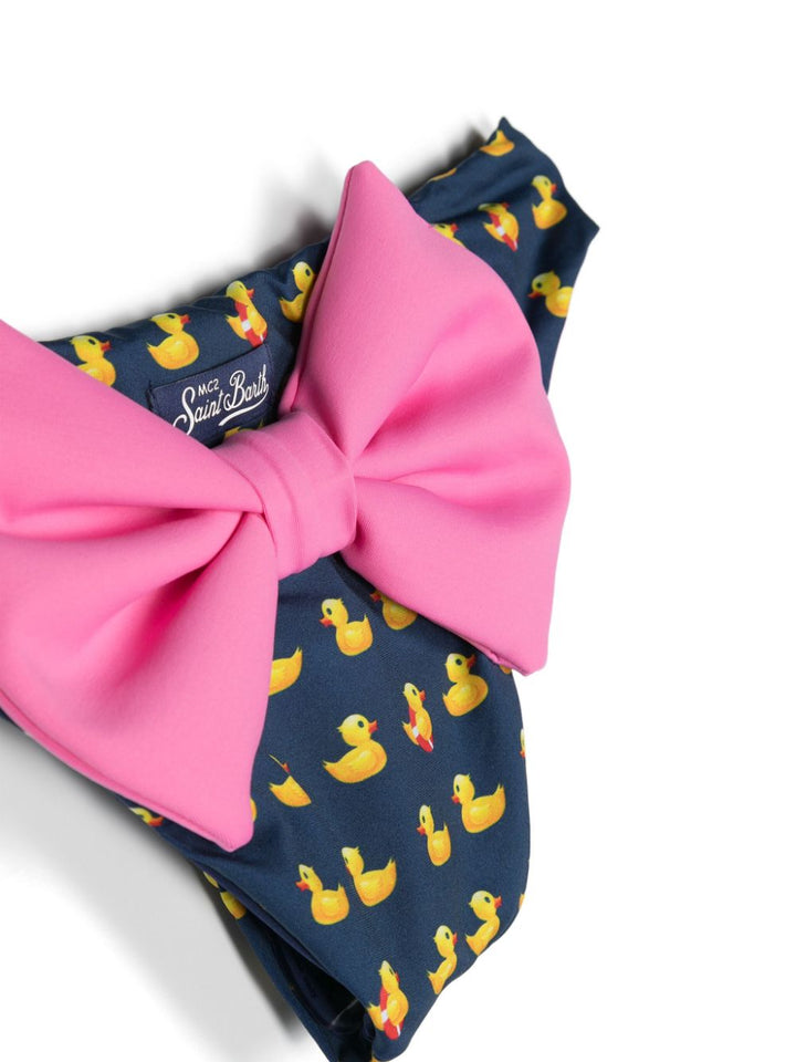 Blue and yellow briefs for girls with duck print