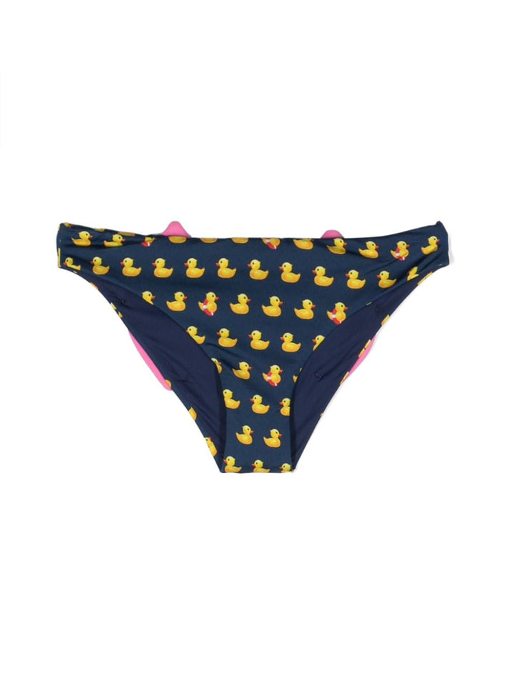 Blue and yellow briefs for girls with duck print